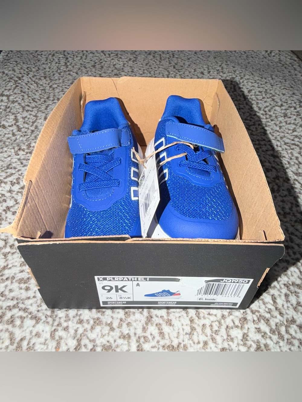 Adidas Kids' Blue Athletic Sneakers with Hook-and-Loop Strap - Picture 3 of 4